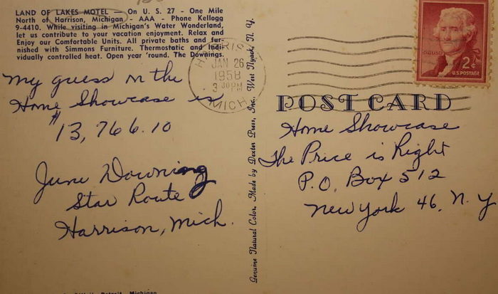 Land of Lakes Motel - June Writes The Price Is Right In 1958 (newer photo)